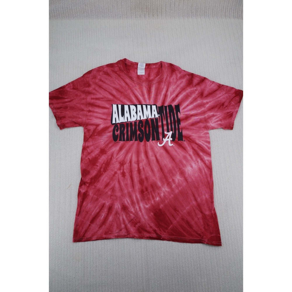 Alabama Crimson Tide Shirt Men Large Red Tie Dye SEC Football Short Sleeve